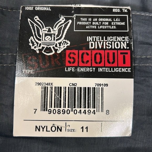 l.e.i. NWT Y2K Low Rise Nylon Cargo Pants 90s Wide Leg Drawstring Trousers Jr 11 - Picture 7 of 7